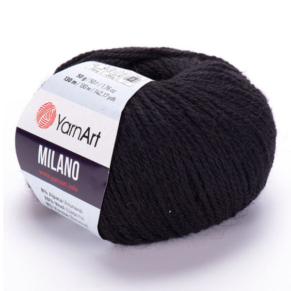 Yarn Art Milano 850 Νήμα Για Πλέξιμο Μαύρο Ακρυλικό-Μάλλινο